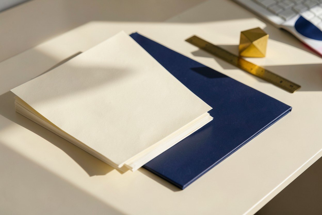 Documentos organizados sobre una mesa de trabajo